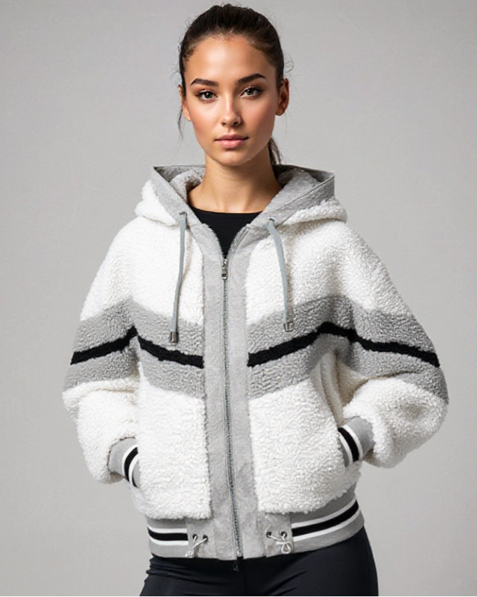 Sporty Shearling Hoodie - Blanc Noir Online Store