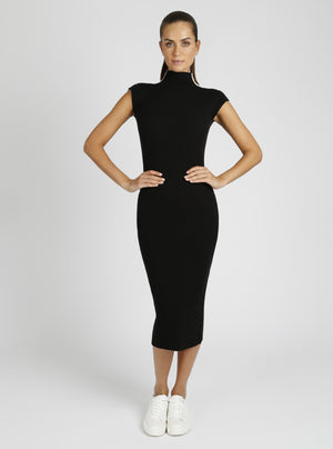 Brianna Mock Neck Dress - Blanc Noir Online Store
