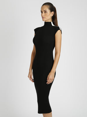 Brianna Mock Neck Dress - Blanc Noir Online Store