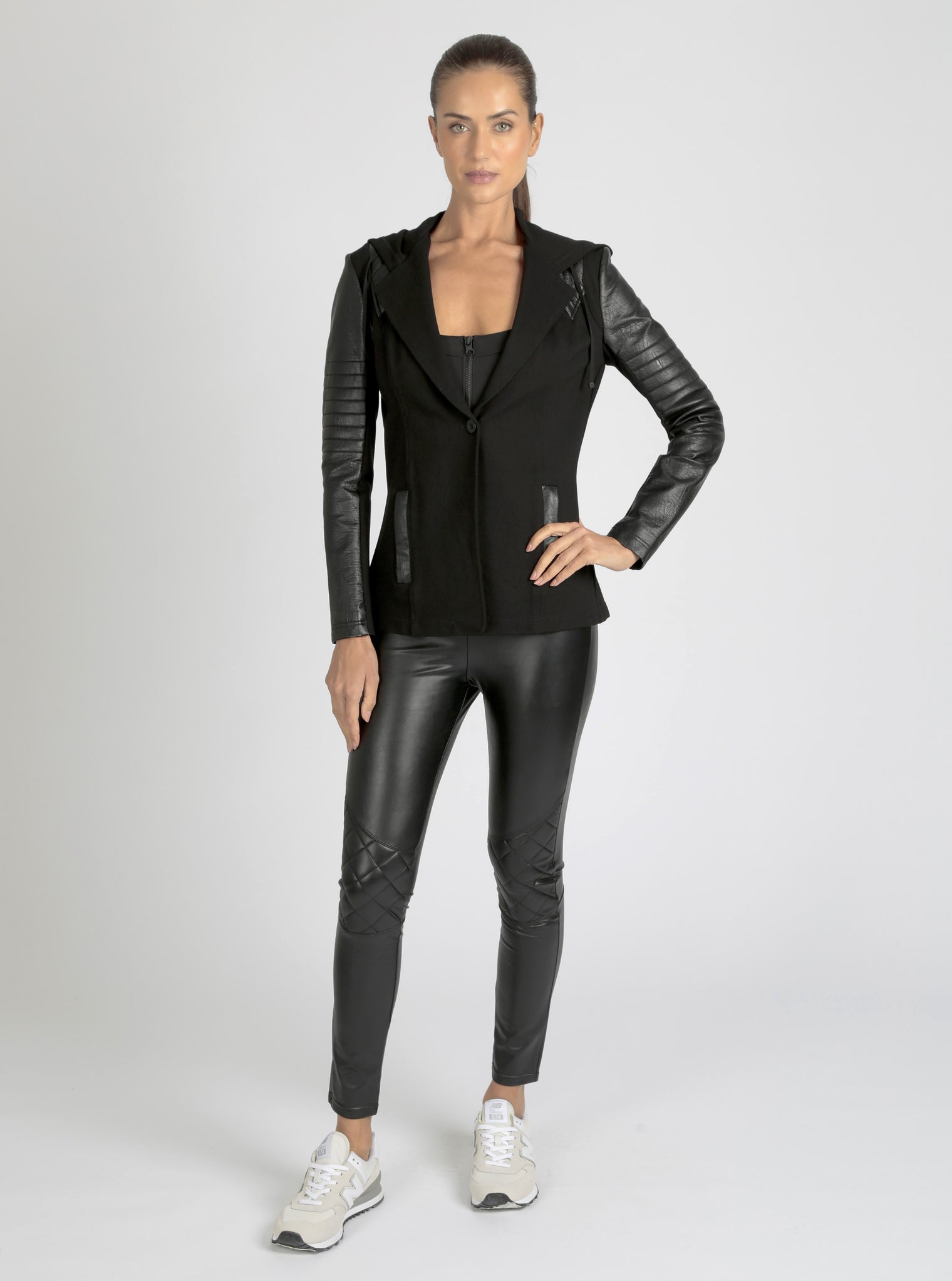 Hooded Blazer - Black - Blanc Noir Online Store