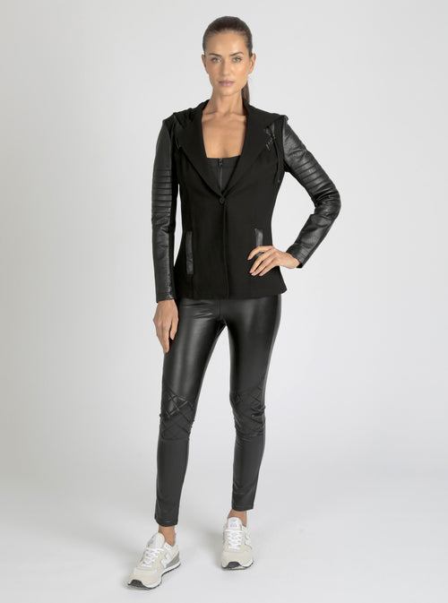 Hooded Blazer - Black - Blanc Noir Online Store