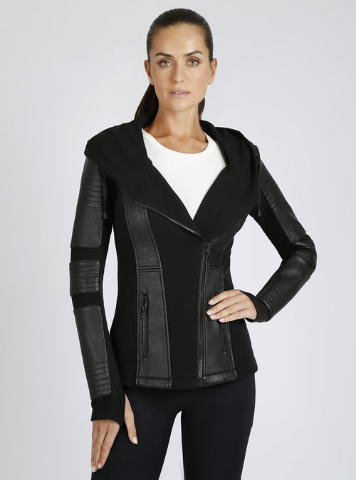 Asym Hooded Moto - Black - Blanc Noir Online Store