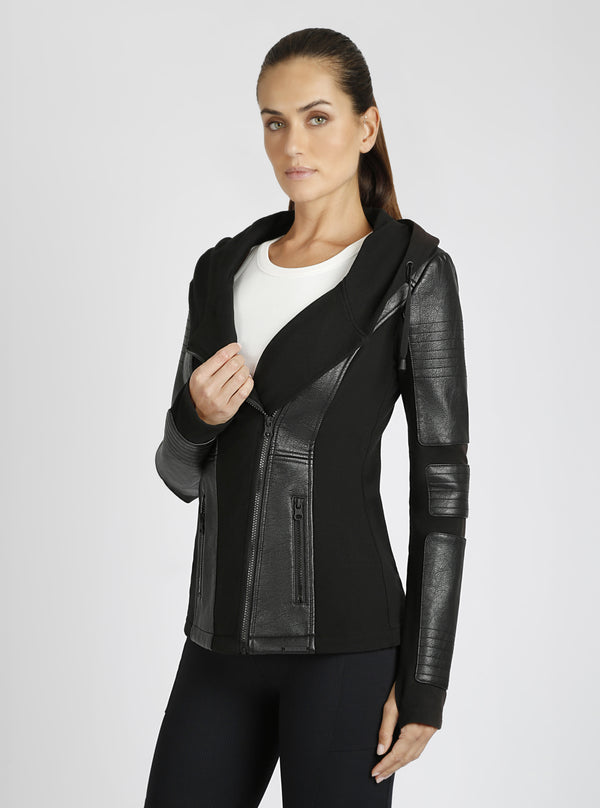 Asym Hooded Moto - Black - Blanc Noir Online Store