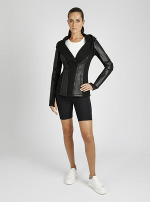 Asym Hooded Moto - Black - Blanc Noir Online Store
