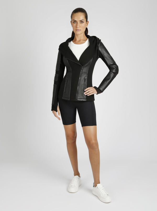 Asym Hooded Moto - Black - Blanc Noir Online Store