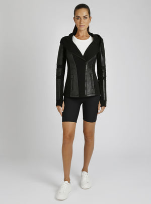 Asym Hooded Moto - Black - Blanc Noir Online Store