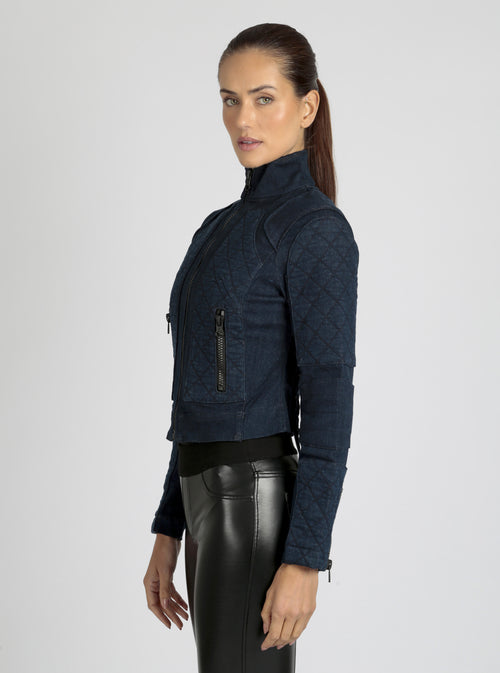 DENIM SEVILLE MOTO JACKET - Blanc Noir Online Store