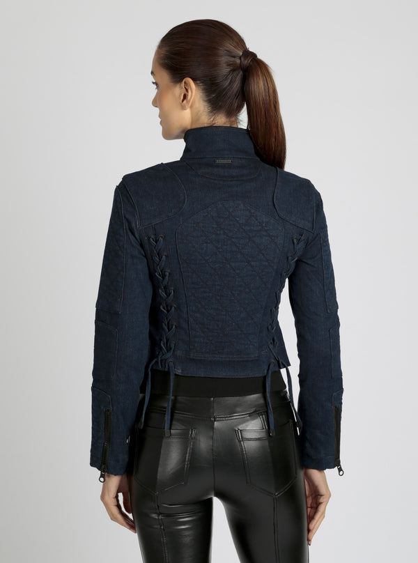 DENIM SEVILLE MOTO JACKET - Blanc Noir Online Store