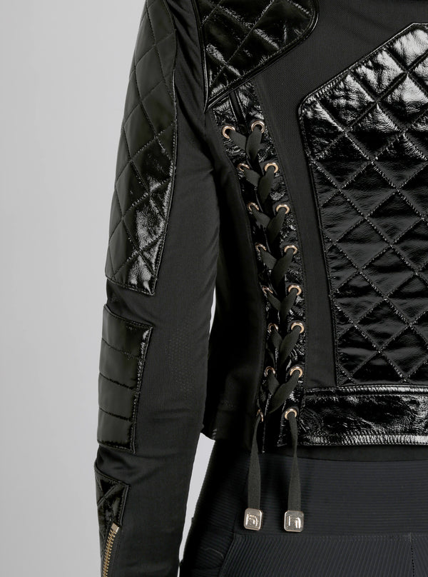 Crushed Patent Leather Gold Mesh Moto - Blanc Noir Online Store