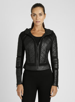 Hooded Mesh Moto Jacket - Blanc Noir Online Store