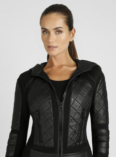 Hooded Mesh Moto Jacket - Blanc Noir Online Store