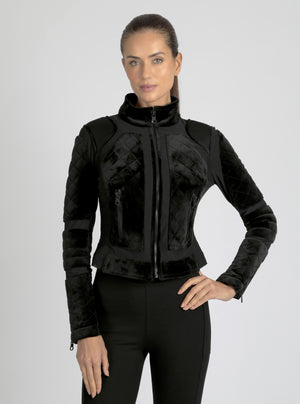 VELOUR MOTO JACKET - Blanc Noir Online Store
