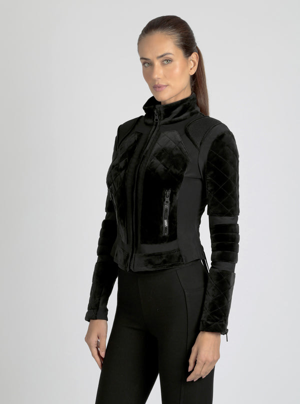 VELOUR MOTO JACKET - Blanc Noir Online Store