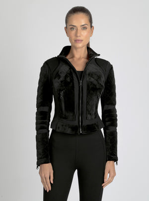 VELOUR MOTO JACKET - Blanc Noir Online Store