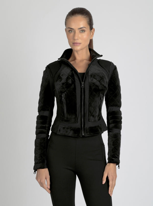 VELOUR MOTO JACKET - Blanc Noir Online Store