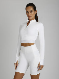 Directional Rib Gold Trims Top - Blanc Noir Online Store