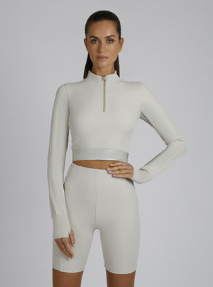 Directional Rib Gold Trims Top - Blanc Noir Online Store