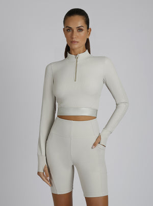 Directional Rib Gold Trims Top - Blanc Noir Online Store