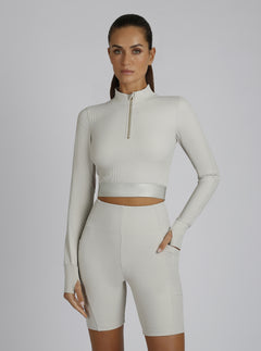 Directional Rib Gold Trims Top - Blanc Noir Online Store
