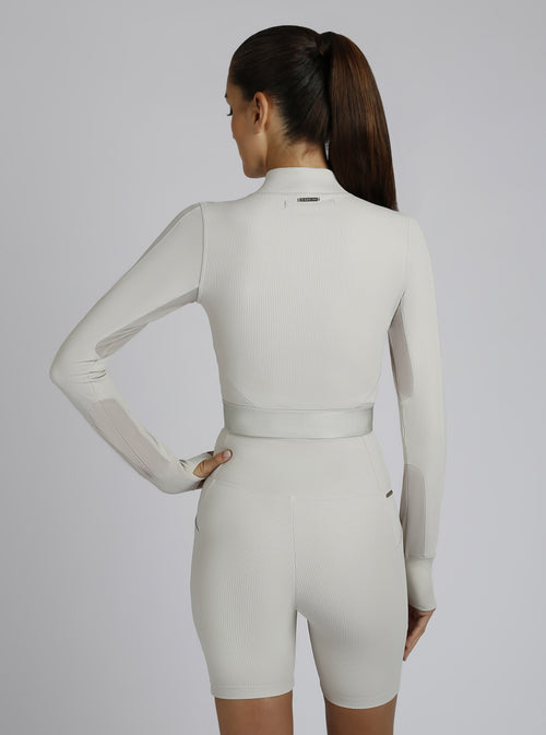 Directional Rib Gold Trims Top - Blanc Noir Online Store