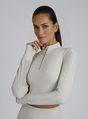 Directional Rib Gold Trims Top - Blanc Noir Online Store