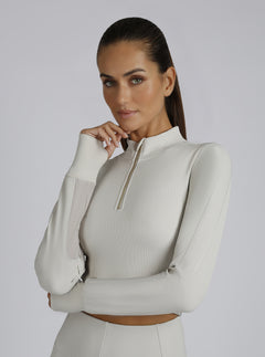 Directional Rib Gold Trims Top - Blanc Noir Online Store