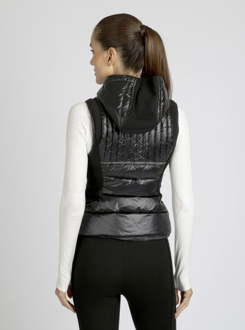 Reflective Inset Down Filled Feather Weight Vest - Black - Blanc Noir Online Store