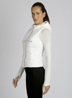 Reflective Inset Down Filled Feather Weight Vest - White - Blanc Noir Online Store