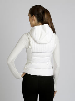 Reflective Inset Down Filled Feather Weight Vest - White - Blanc Noir Online Store