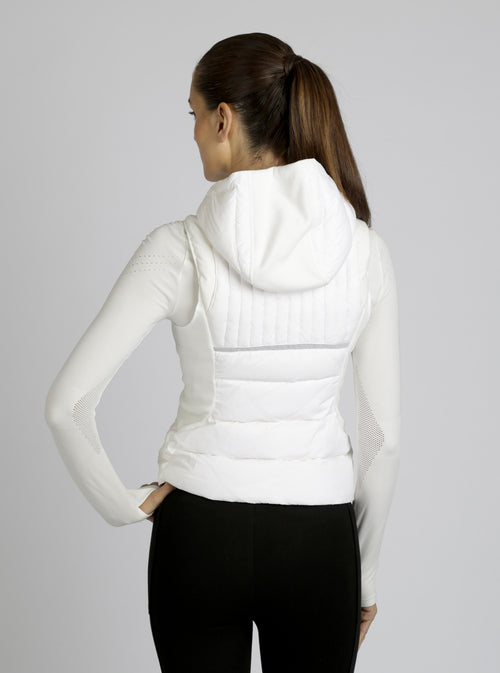 Reflective Inset Down Filled Feather Weight Vest - White - Blanc Noir Online Store