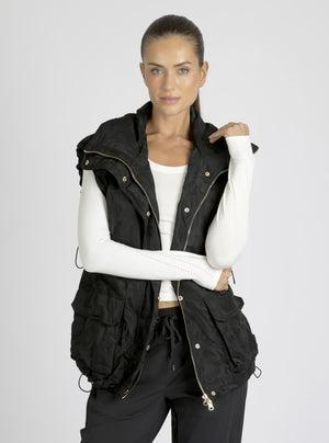 Camo Oversize Svetlana Vest Gold Trims - Blanc Noir Online Store