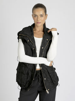 Camo Oversize Svetlana Vest Gold Trims - Blanc Noir Online Store