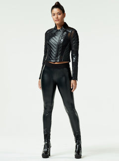 Acceleration Asym Moto Mesh Leather Jacket - Blanc Noir Online Store