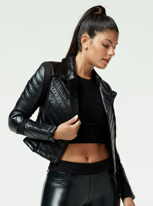 Acceleration Asym Moto Mesh Leather Jacket - Blanc Noir Online Store
