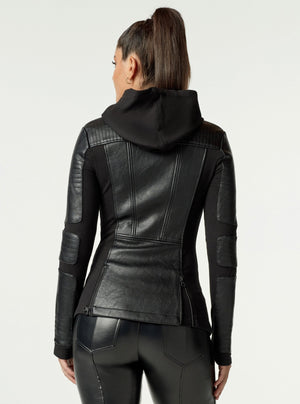 Asym Hooded Moto - Blanc Noir Online Store