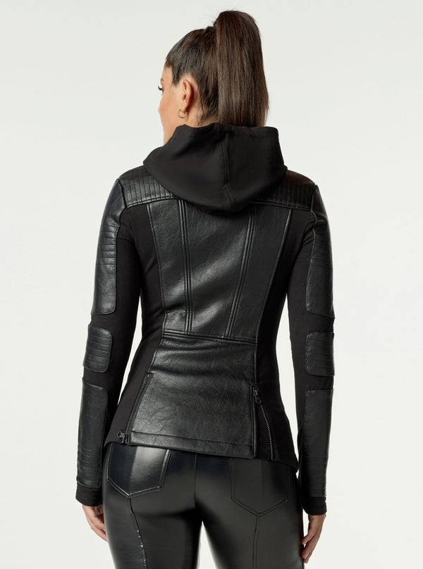 Asym Hooded Moto - Blanc Noir Online Store