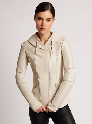 Asym Hooded Moto - Blanc Noir Online Store