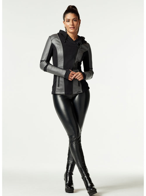 Asym Hooded Moto - Blanc Noir Online Store