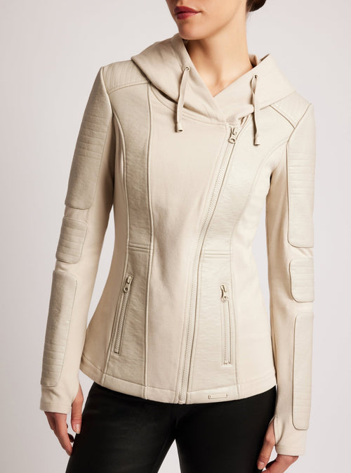 Asym Hooded Moto - Blanc Noir Online Store