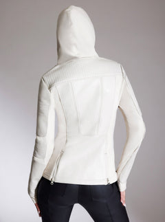 Asym Hooded Moto - Blanc Noir Online Store