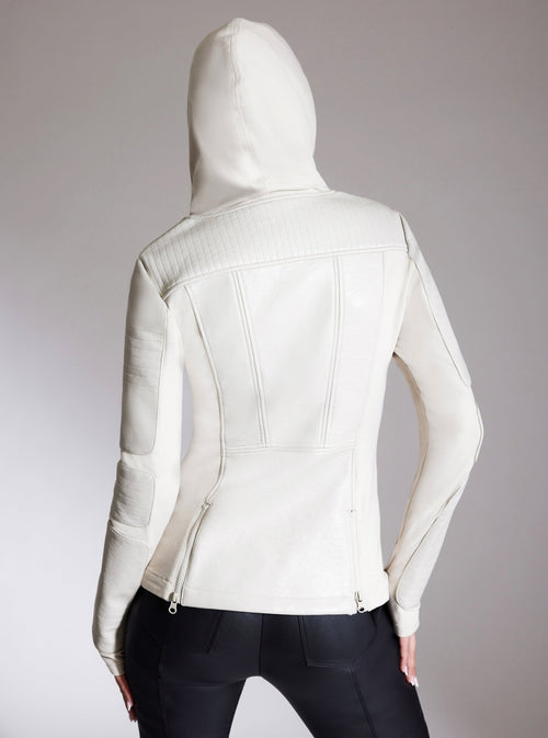 Asym Hooded Moto - Blanc Noir Online Store