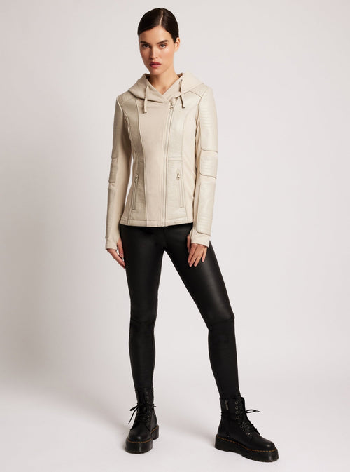 Asym Hooded Moto - Blanc Noir Online Store
