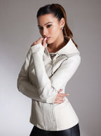 Asym Hooded Moto - Blanc Noir Online Store