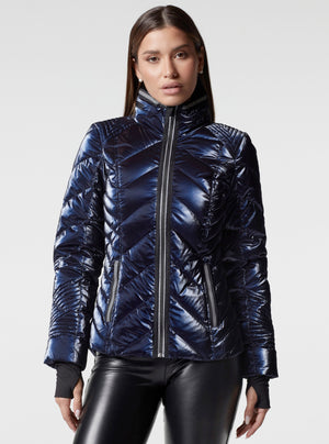 Super Hero Puffer Down Filled Jacket with Reflective Trim - Blanc Noir Online Store