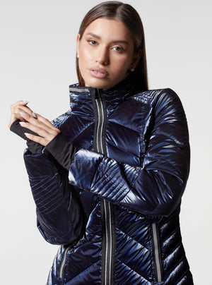 Super Hero Puffer Down Filled Jacket with Reflective Trim - Blanc Noir Online Store