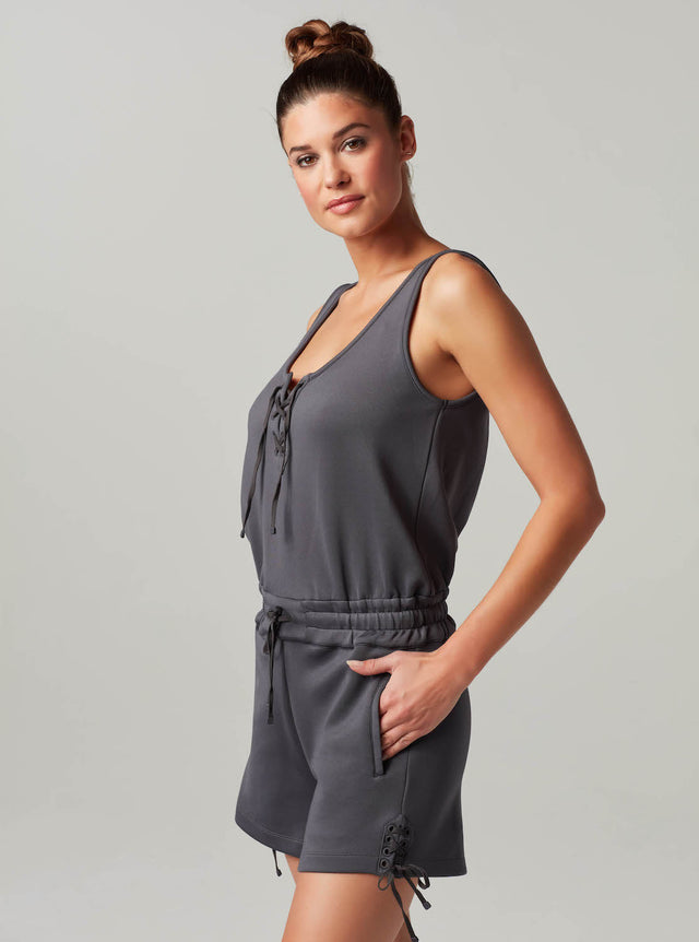 LACE UP ROMPER - FINAL SALE - Blanc Noir Online Store