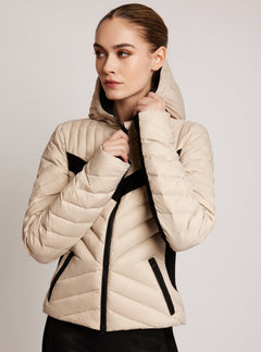 Chevron Stripe Down Filled Puffer Jacket - Blanc Noir Online Store