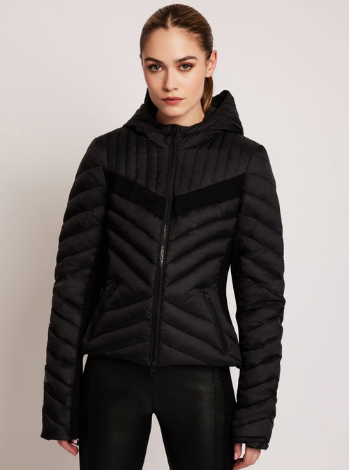 Chevron Stripe Down Filled Puffer Jacket - Blanc Noir Online Store
