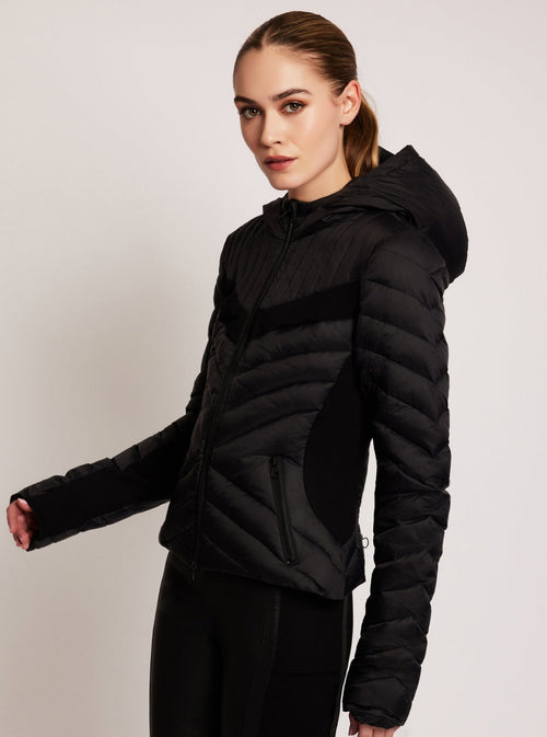 Chevron Stripe Down Filled Puffer Jacket - Blanc Noir Online Store