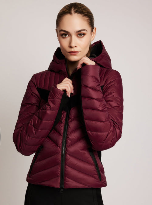 Chevron Stripe Down Filled Puffer Jacket - Blanc Noir Online Store